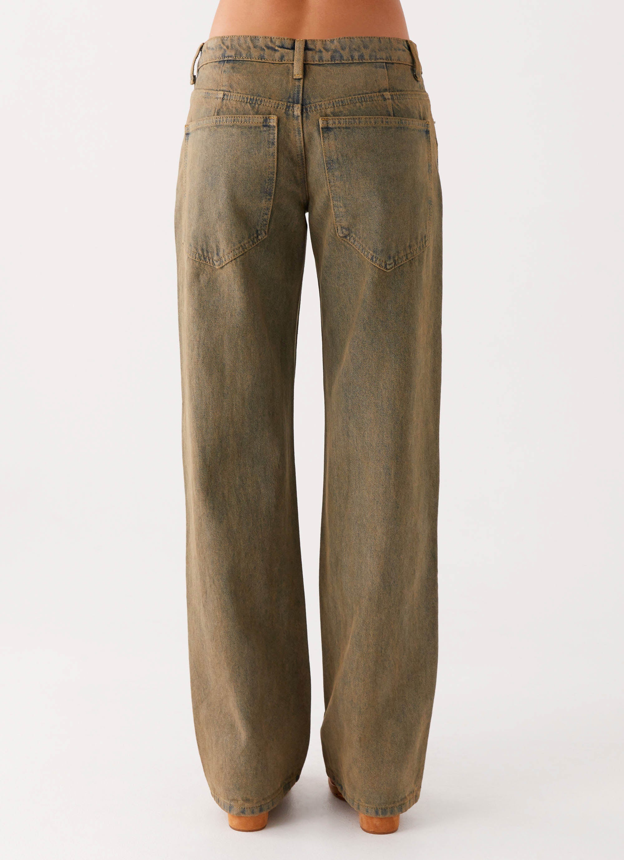 Low Rise Denim Jeans-Brown Sand Wash Angle 2