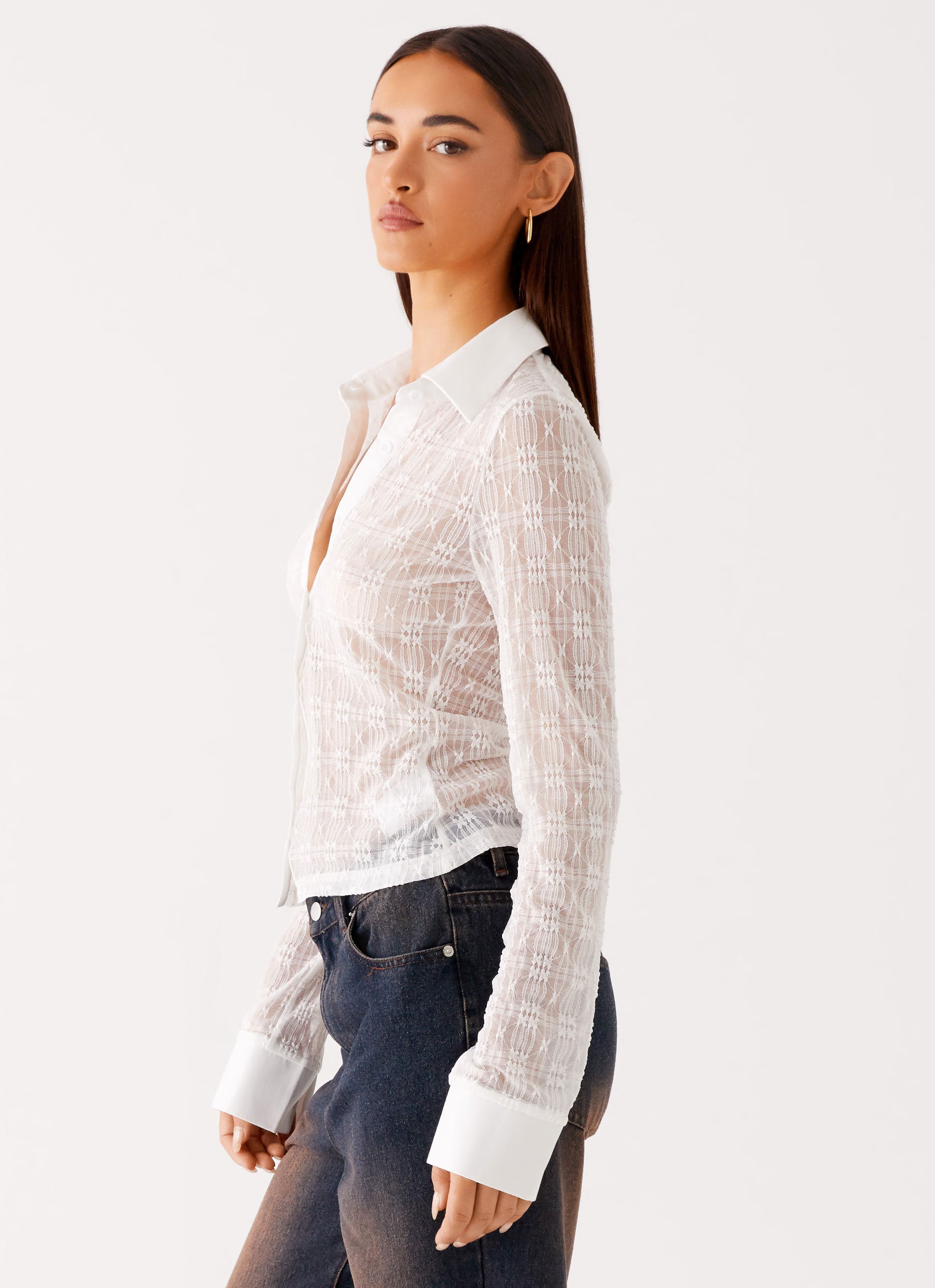 : Loui Lace Long Sleeve Top Angle 1